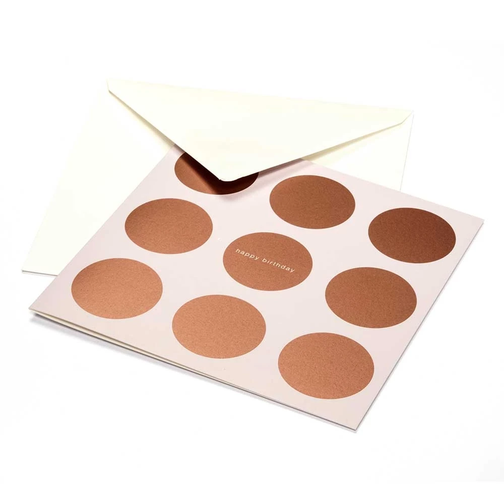 Greeting card dots happy birthday copper/rose