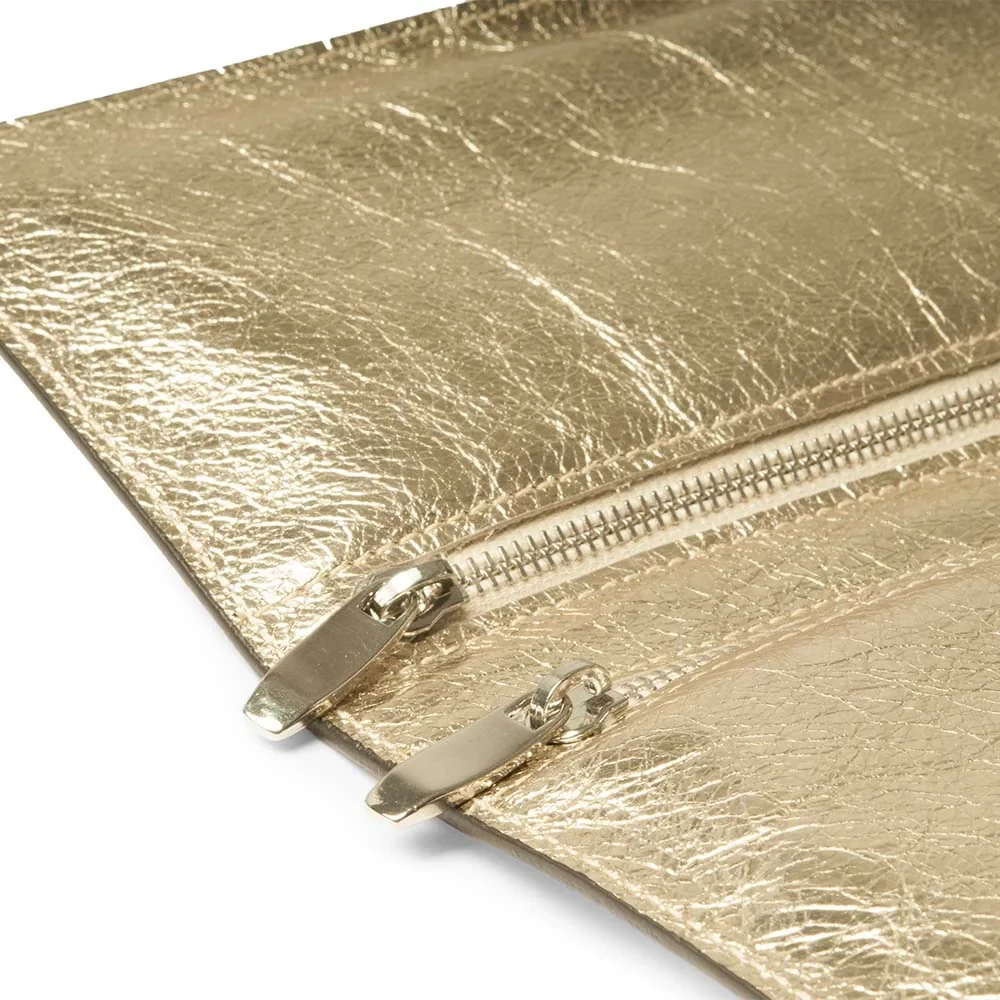 Jewellery Roll with Tie Closure, leather Mos, platinum