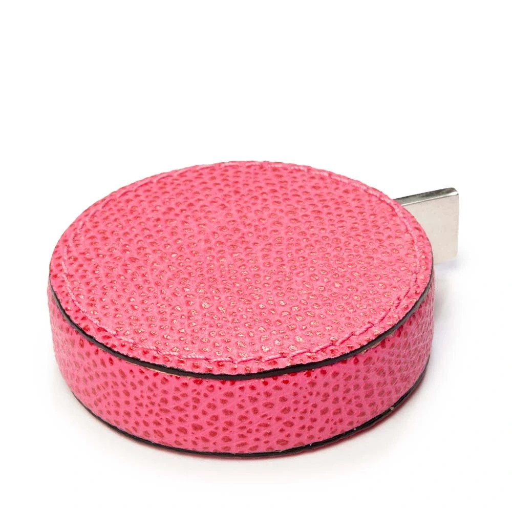 Tape measure, leather, length 150 cm, pink