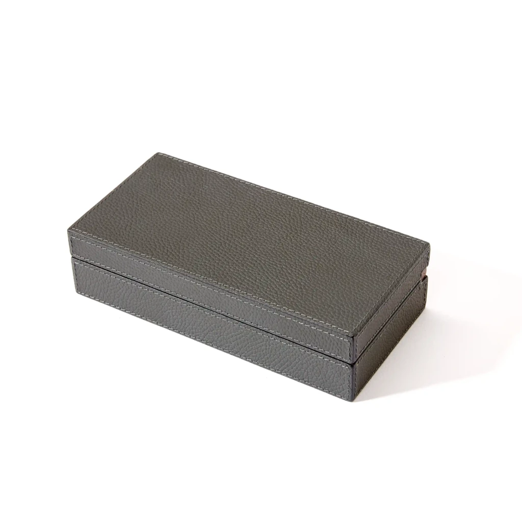 Cufflinks Box, walnut/leather, dark green