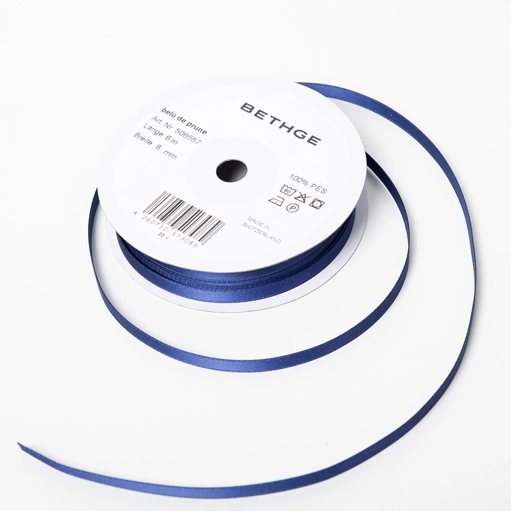 Satin ribbon, Width 6mm, Bleu de Prune