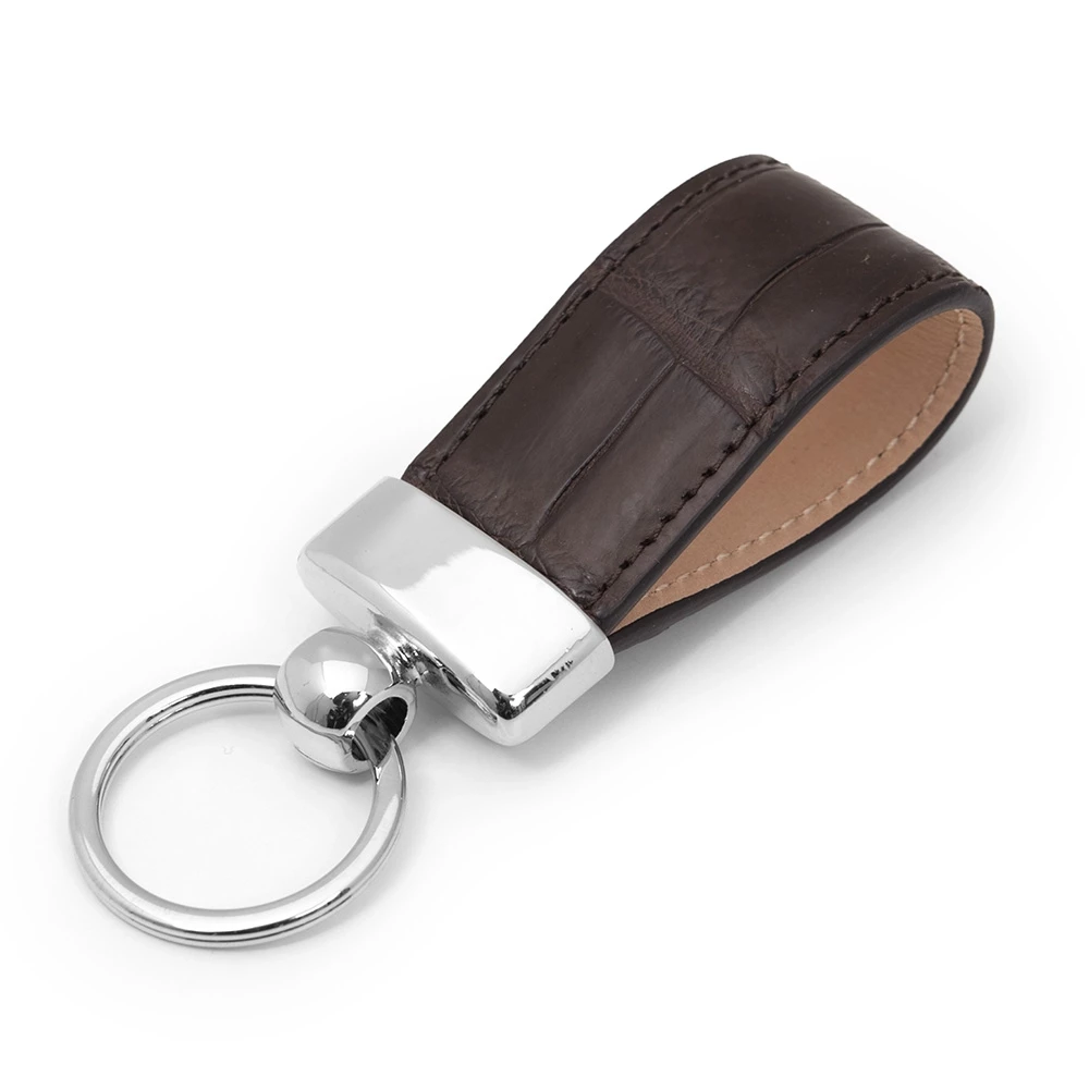 Key Ring, alligator leather, dark brown