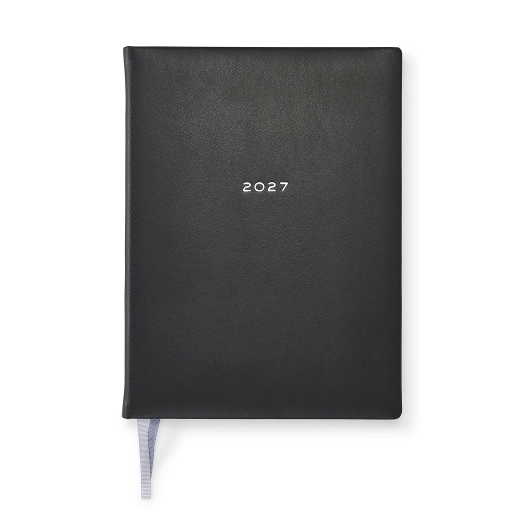 Weekly Planner 2027 TeBe Skin Black Vegan Leather