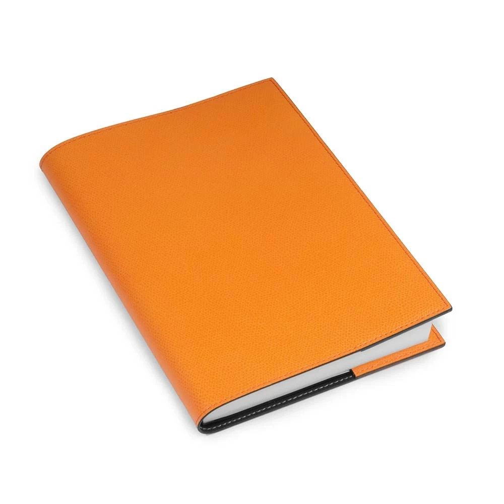 Book cover for DIN A5 books, leather, orange
