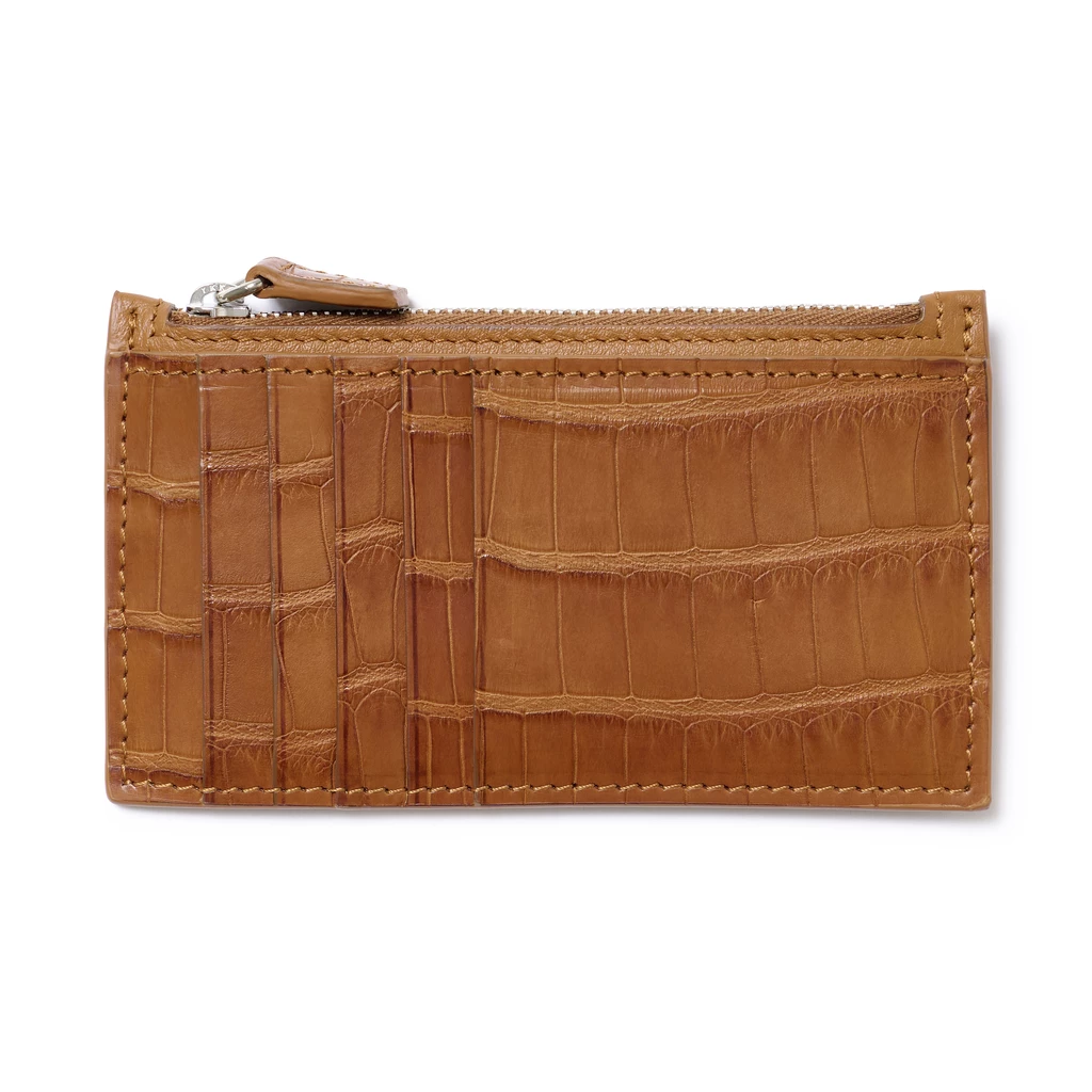 Card Holder with Key Ring, Alligator Leather
