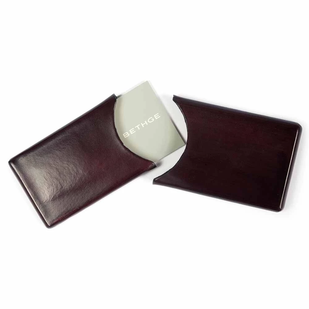 Business Card Holder, leather, 6.5x10 cm, dark brown