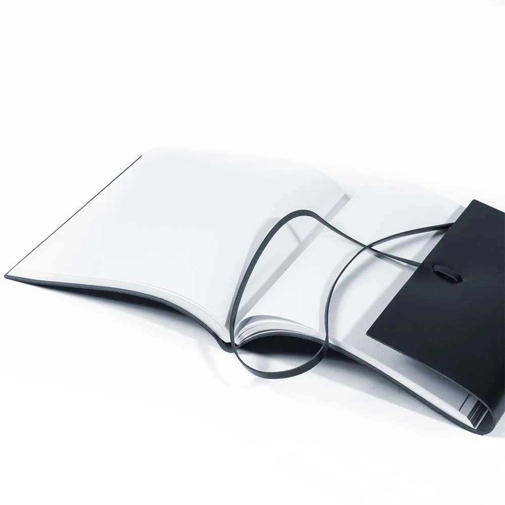 Guest Book with Cover, 96 p.,  leather, 21x21 cm, dark blue