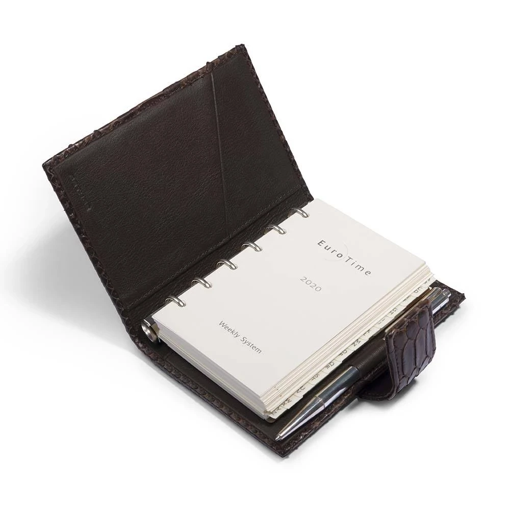 Pocket Organiser, python leather, brown