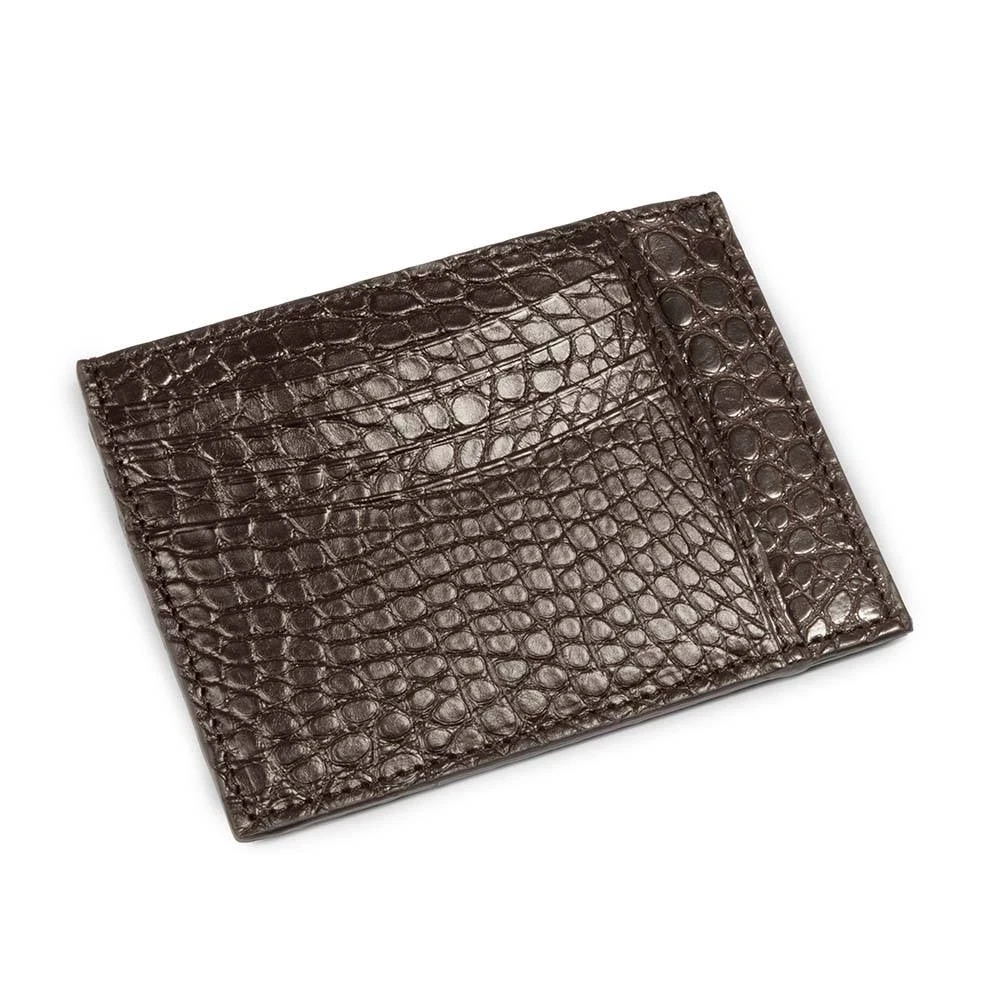 kartenetui_flach_8_cc_alligatorleder_dunkelbraun_4 Card Wallet flat, 8 cc, alligator leather, dark brown