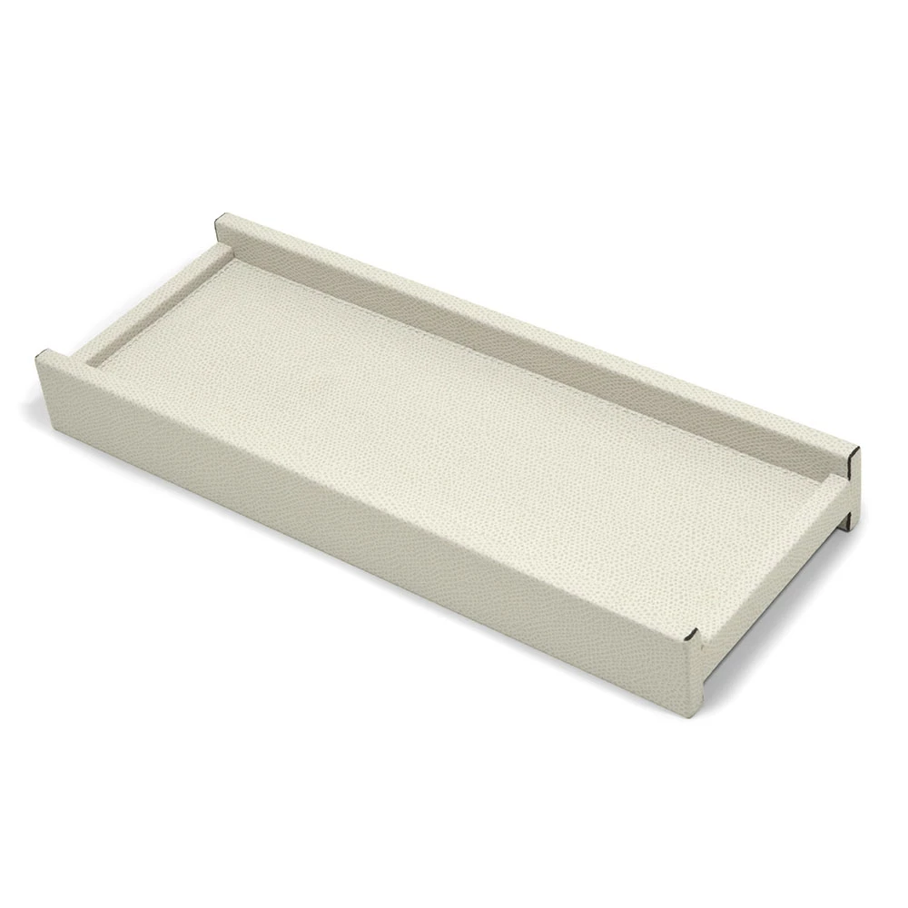 Pen tray, Design Stéphane Parmentier, leather, light grey