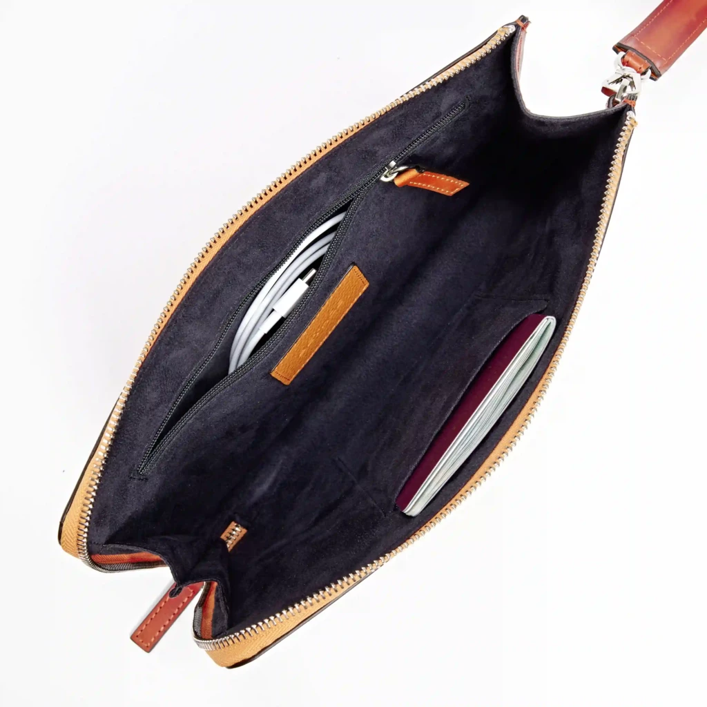 Zipped Pouch Porto Cervo, leather, orange