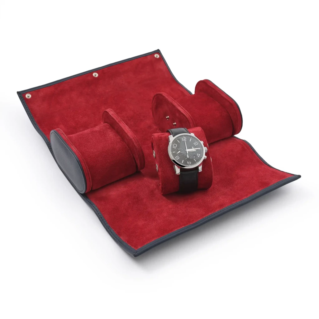 Watch Roll for 3 Watches, Collection 1977, leather, blue