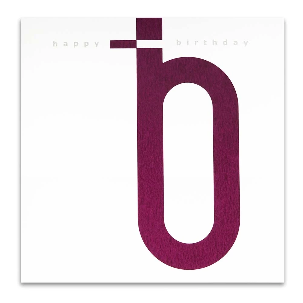 Greeting card letter happy birthday purple/silver