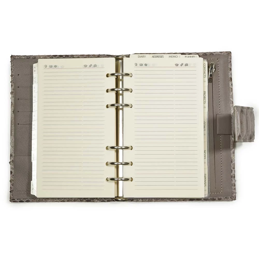 Personal Organiser, python leather, grey
