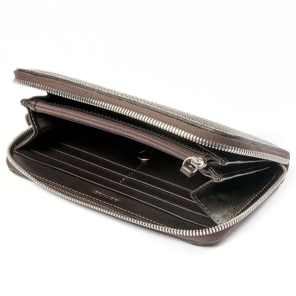 Wallet with Zip, stingray leather, large, brown