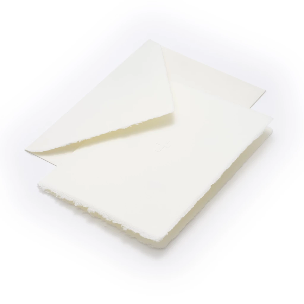 Greeting card cross blind embossing on laid paper