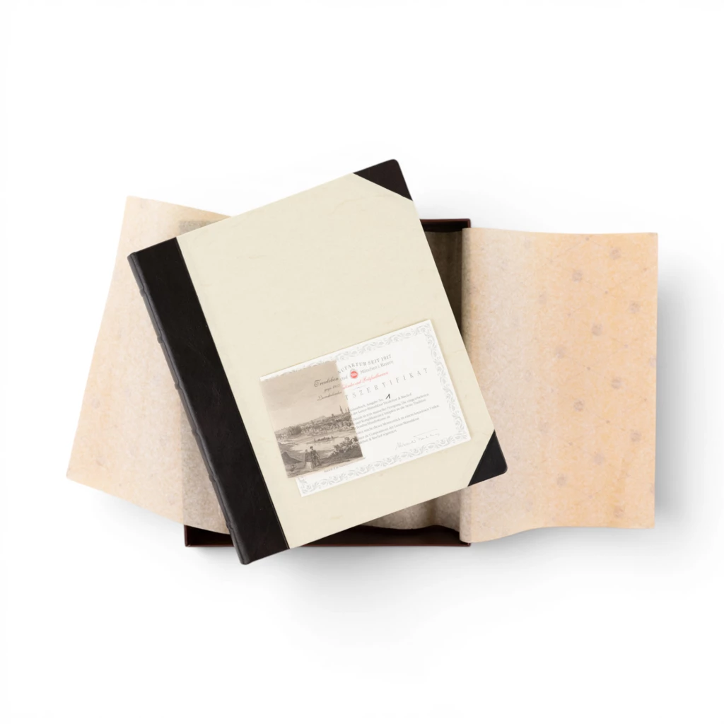 Gästebuch Ausgabe No. 1 Rindvollleder Verona kombiniert chestnut-braun Elefantenhautpapier