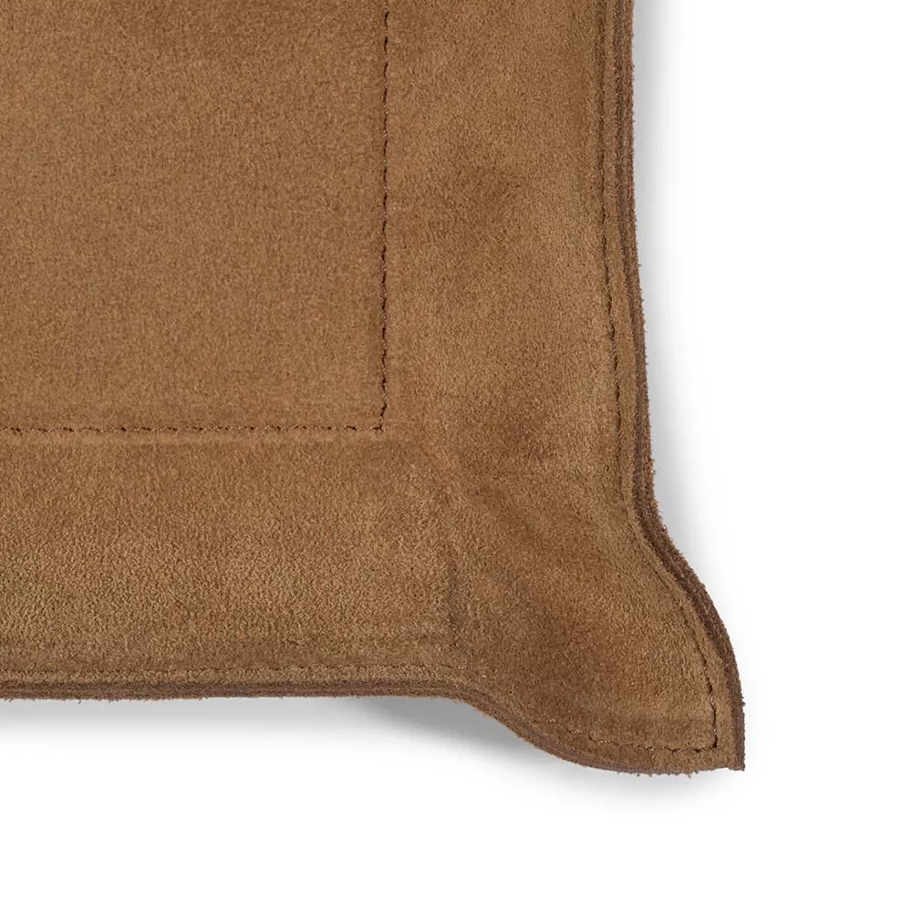 Valet tray square, suede leather, 20 x 20 cm, nut