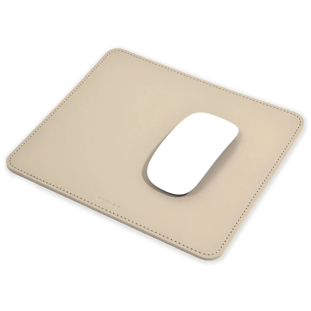 Mouse Mat, leather, 24.5 x 21  cm, taupe