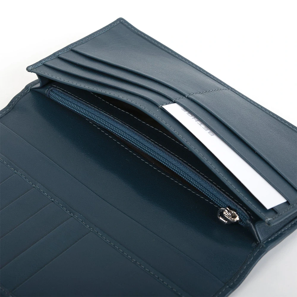 Double wallet with coin pocket, nappa leather, petrol