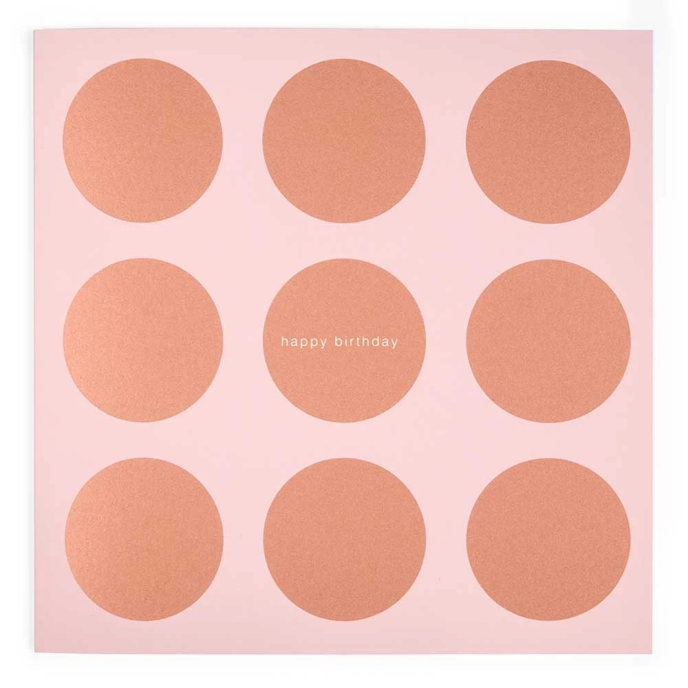 Greeting card dots happy birthday copper/rose