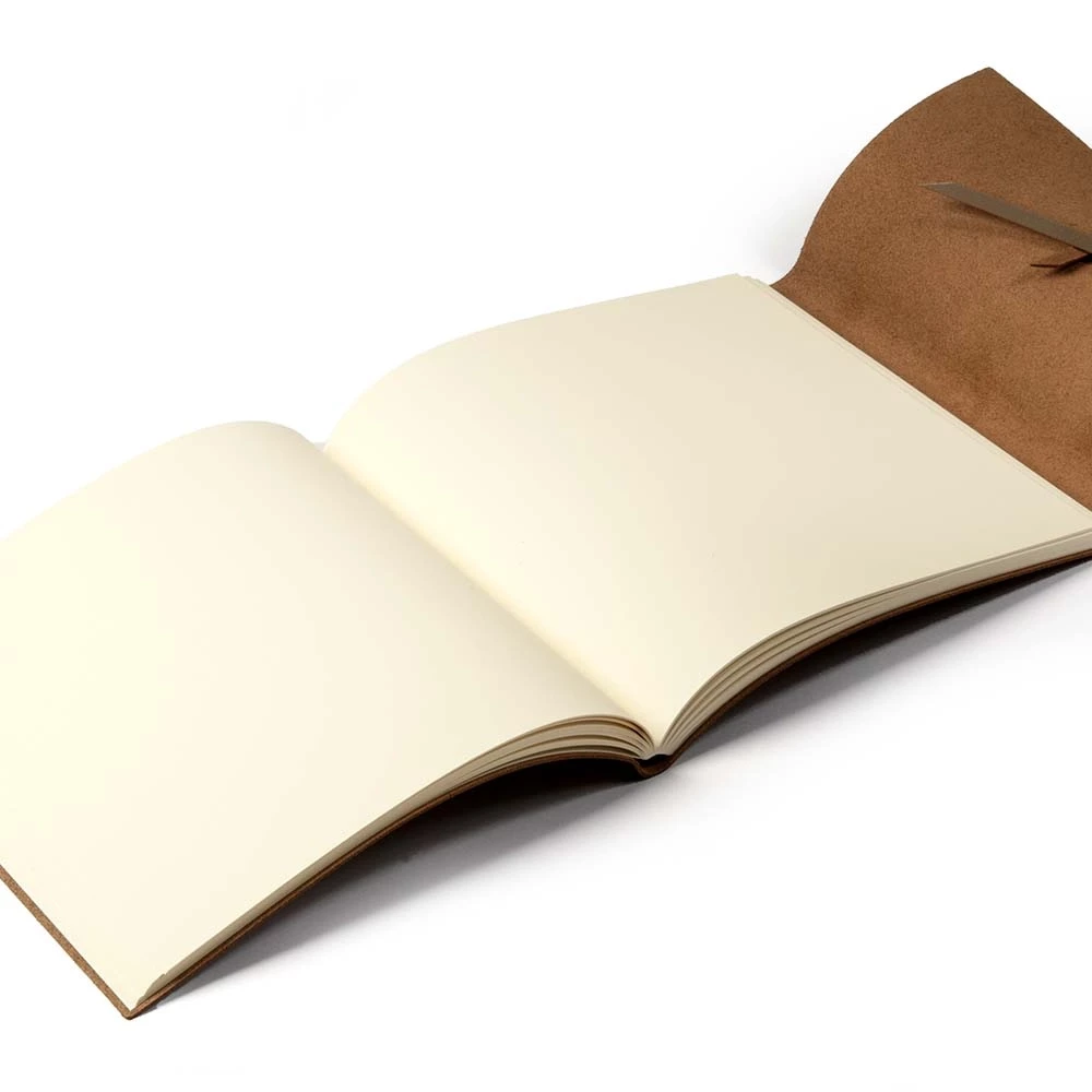 Guest Book with Cover, 96 pages, leather, 21x21 cm, latte