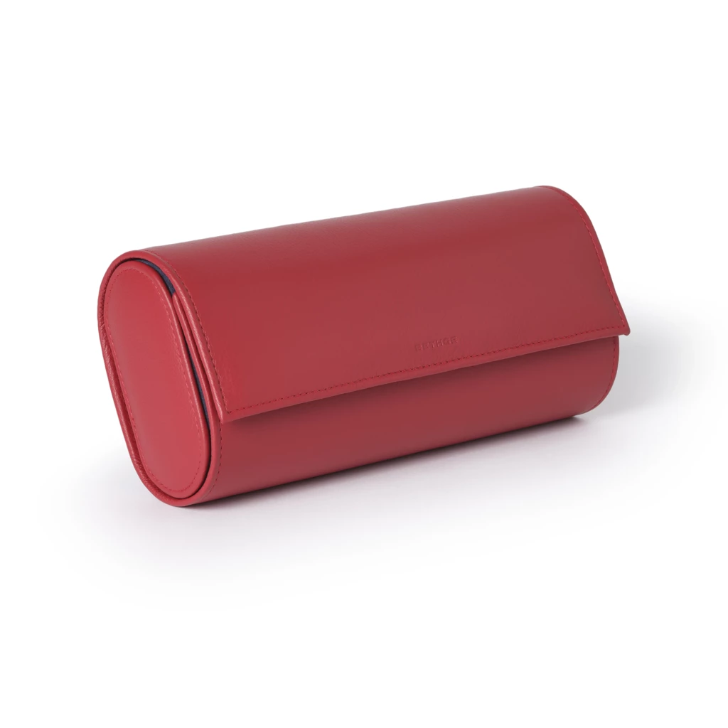 leder_uhrenrolle_fuer_3_uhren_kollektion_1977_rot_3 Watch Roll for 3 Watches, Collection 1977, leather, red