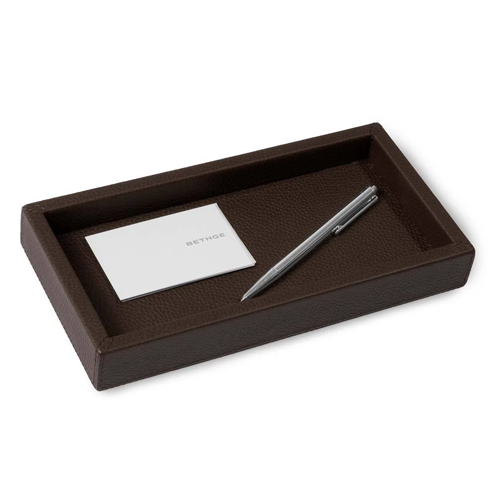 Leather tray, deer leather, 24 x 12 cm, mocha