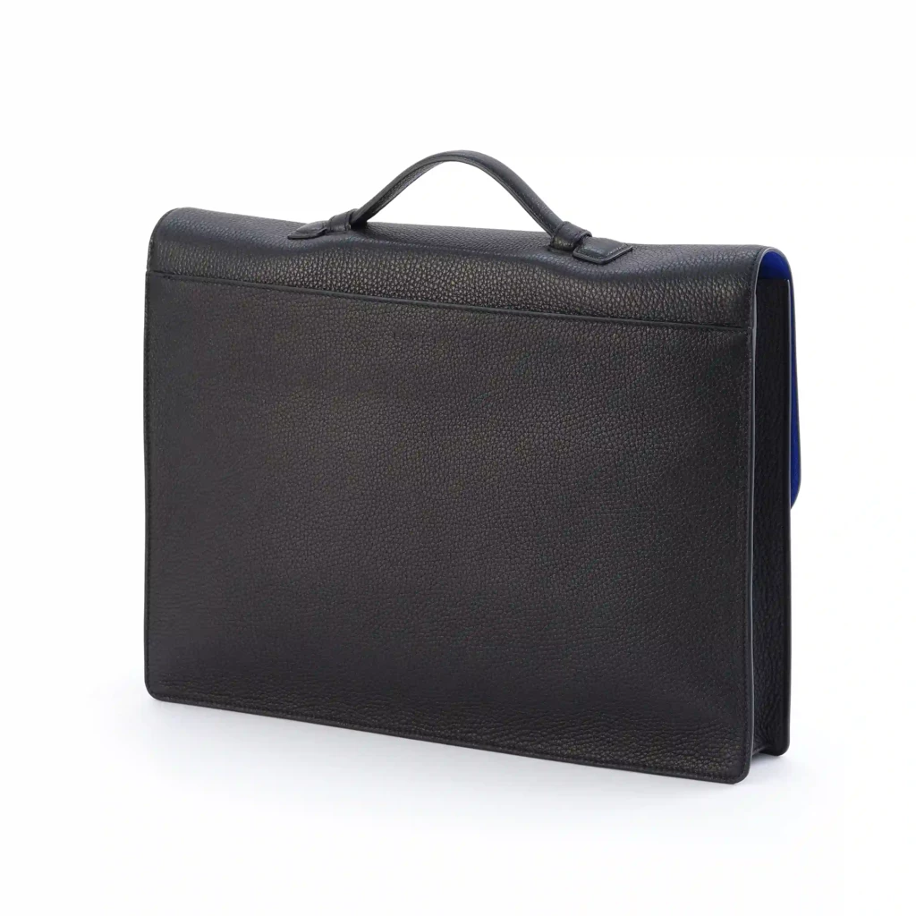 Deer leather briefcase, slim, blue