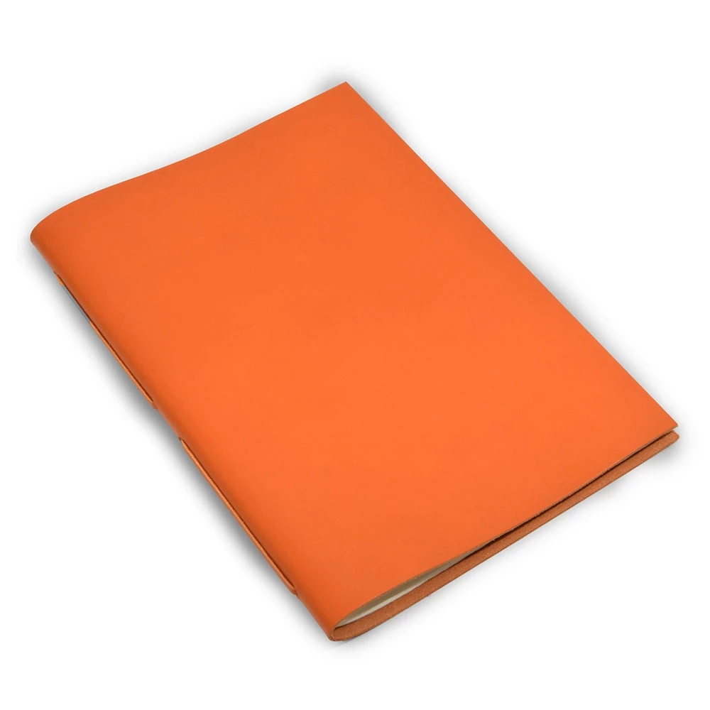 Guest Book, 48 pages, laid paper, leather, A4, orange