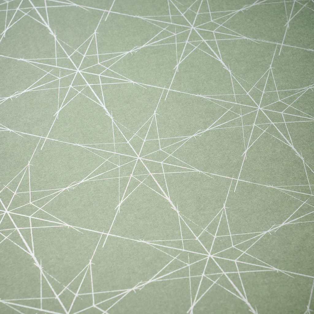 Wrapping paper starlines green 50 x 70 cm, 3 sheets
