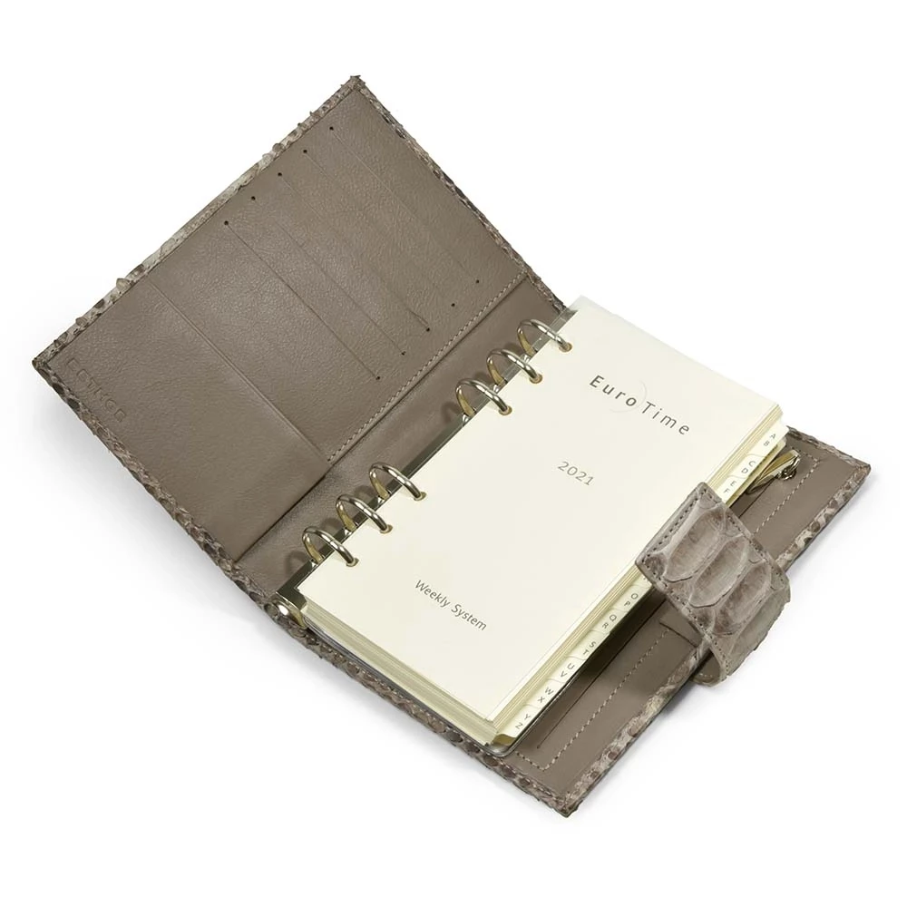 Personal Organiser, python leather, grey