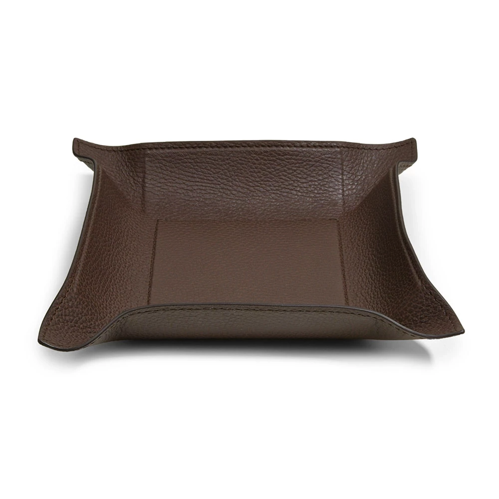 Valet tray square, deer leather, 20 x 20 cm, mocha