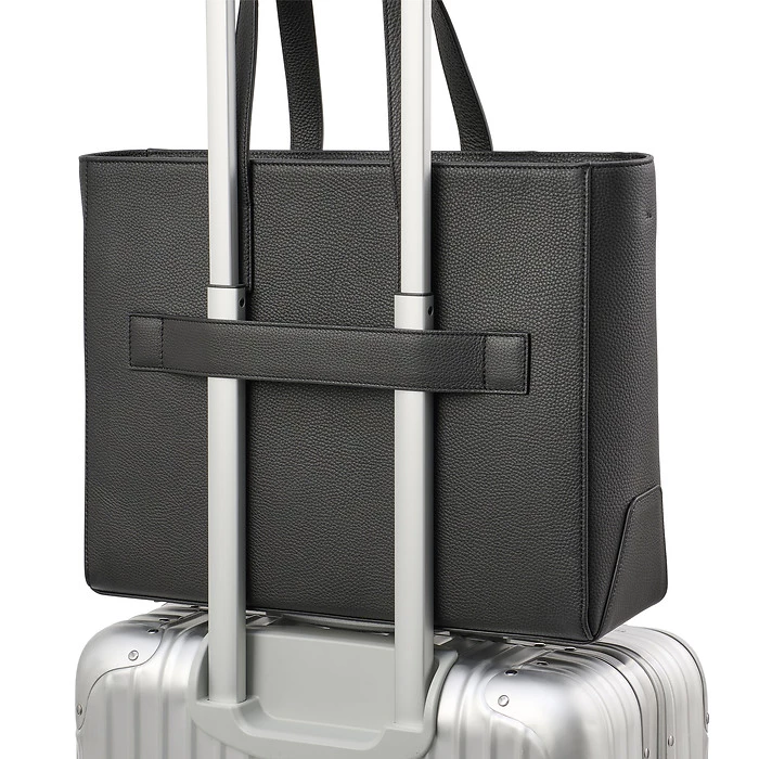 Business Shopper Tote Bag – Black Leather