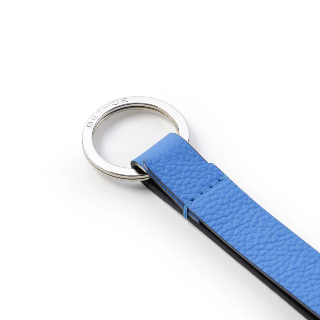 Key ring, leather, Racing Blue