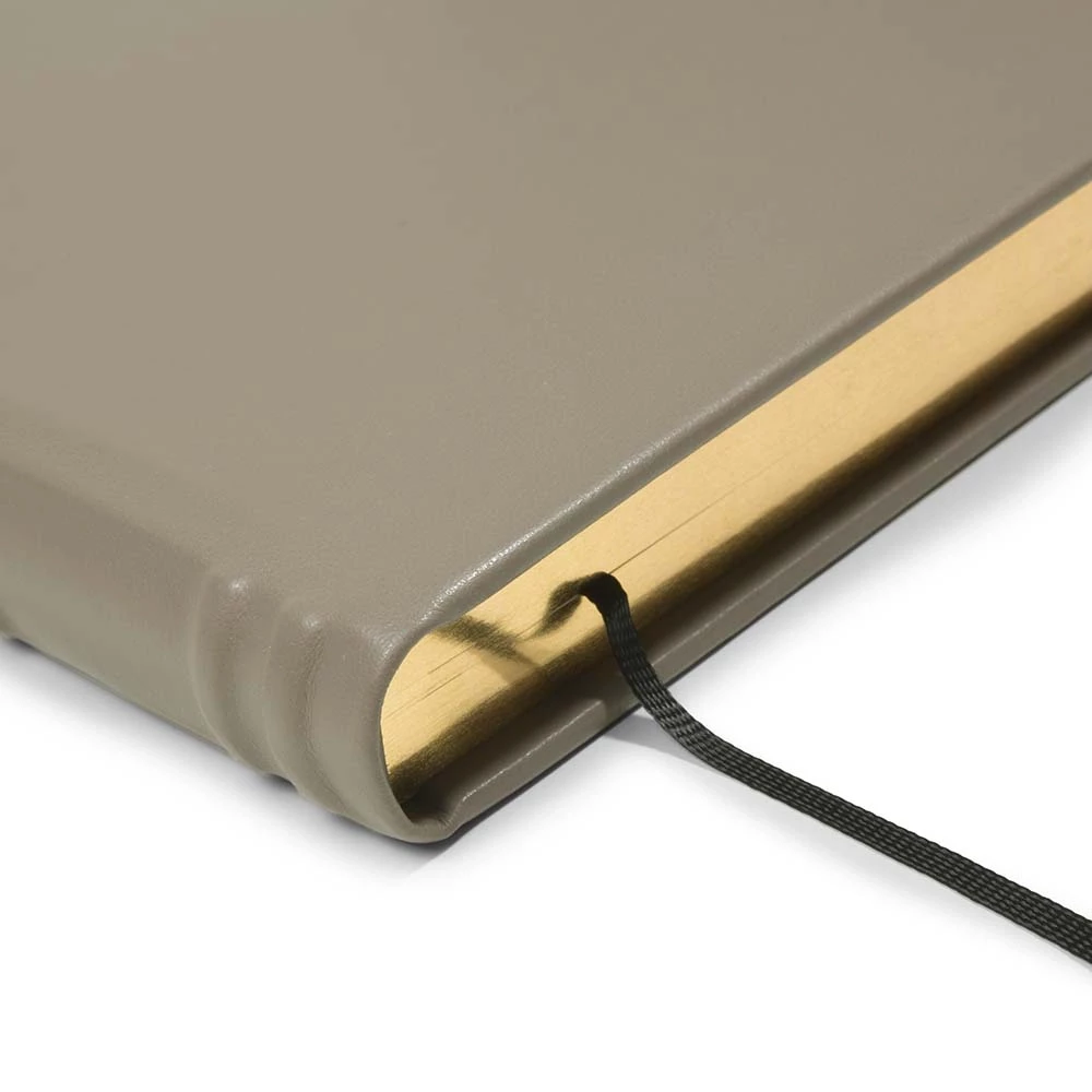 Guest Book with Gilt Edges, 144 pages, leather, A4, taupe