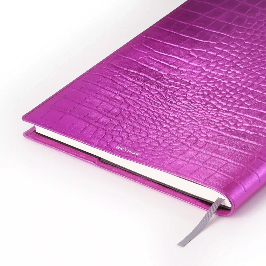 Book cover for DIN A4 books, leather, Wild Pink