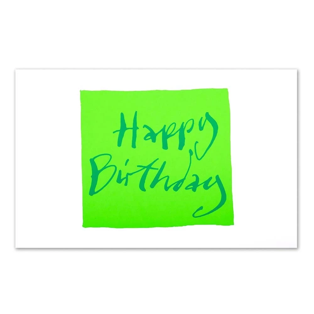Greeting card Happy Birthday calligraphy green