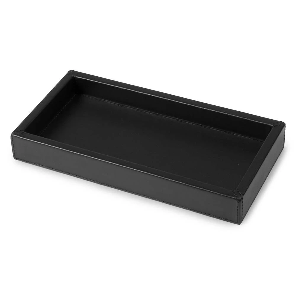 Leather tray, nappa leather, 24 x 12 cm, black