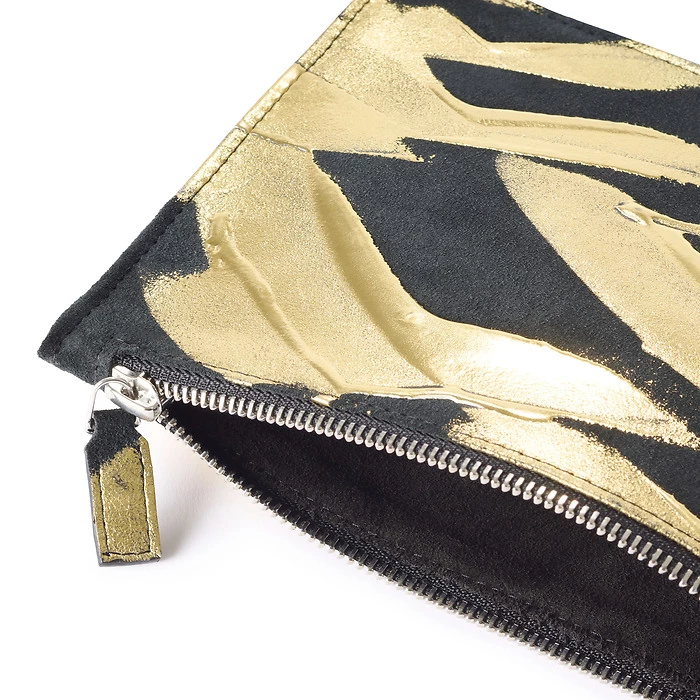 Zip Pouch – Black/Gold Leather