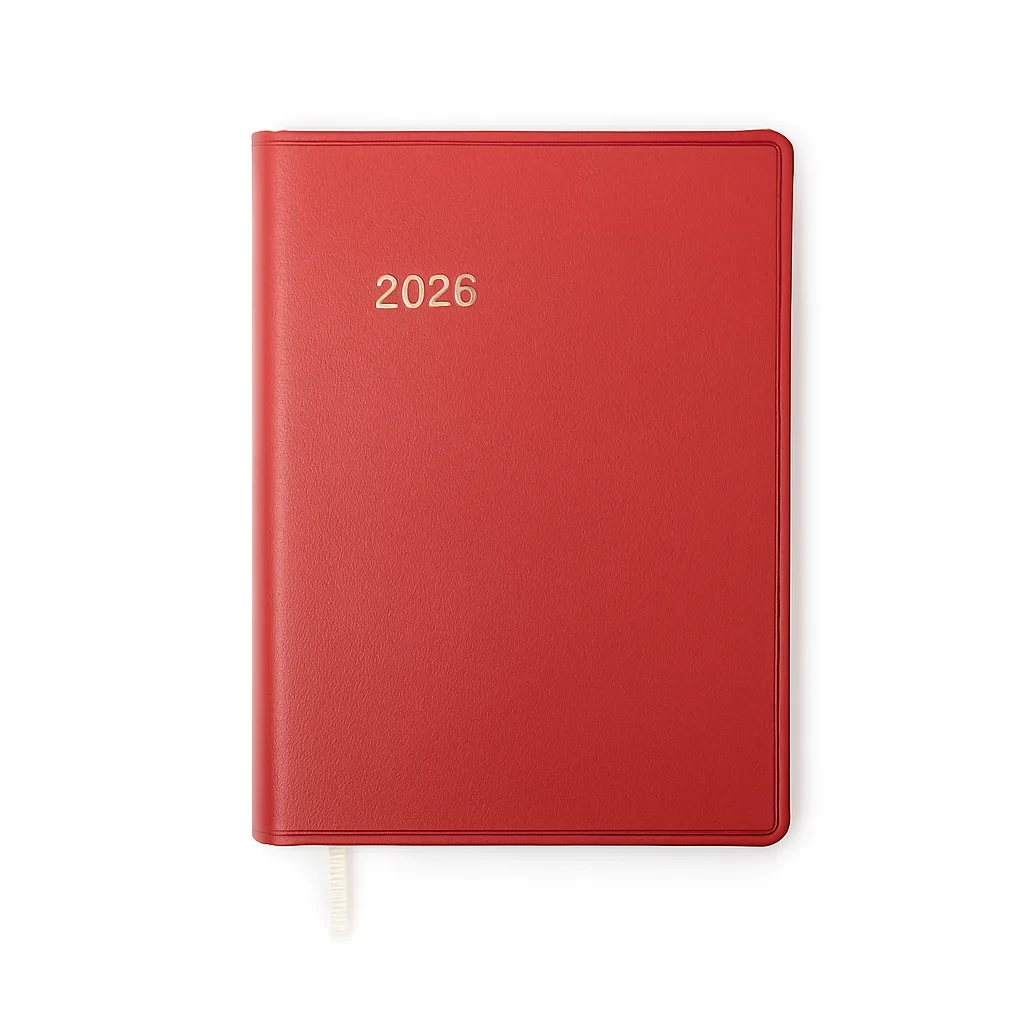 Edition T daily calendar 2026 faux leather TeBeskin ruby red
