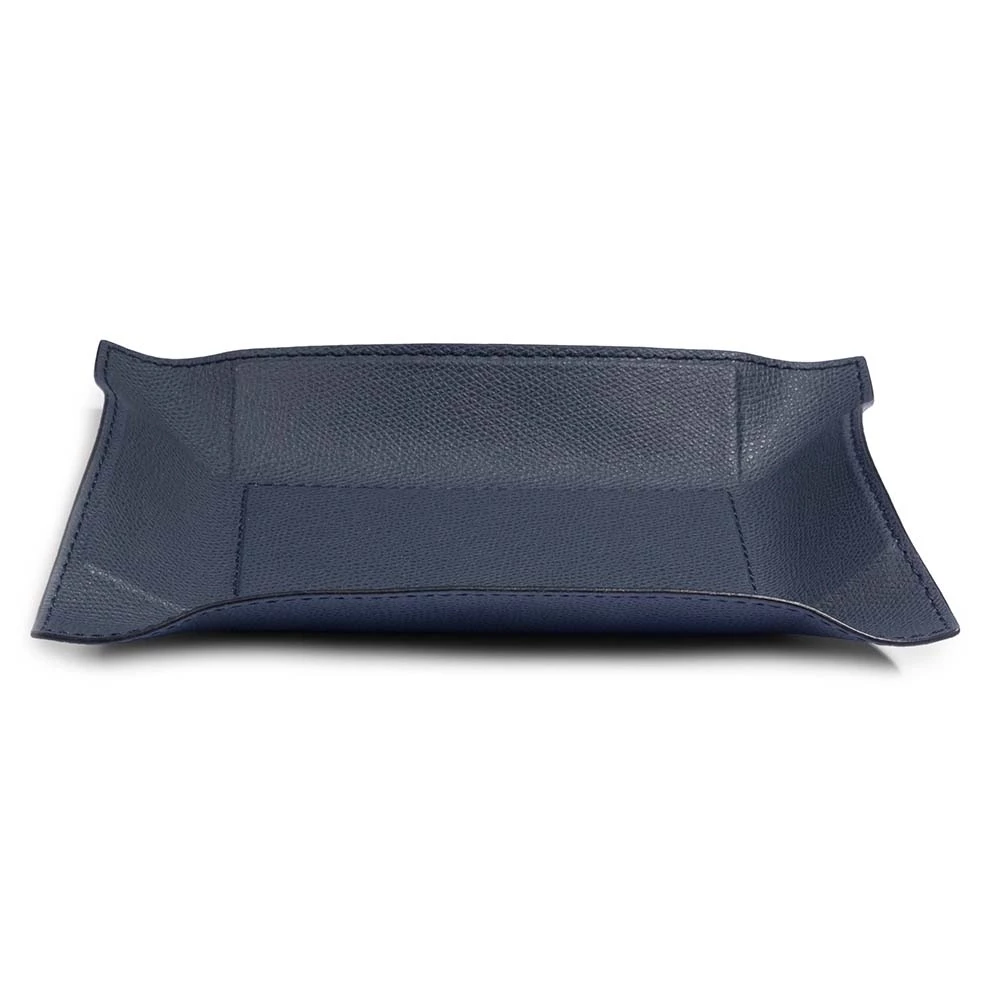 Valet tray rectangular, leather, 21 x 15 cm, dark blue