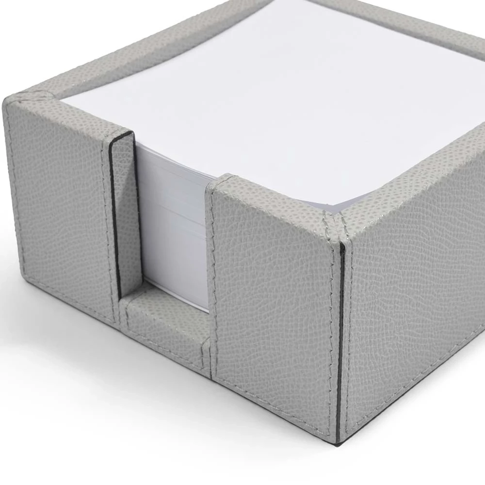 Note Box, leather, square, light grey