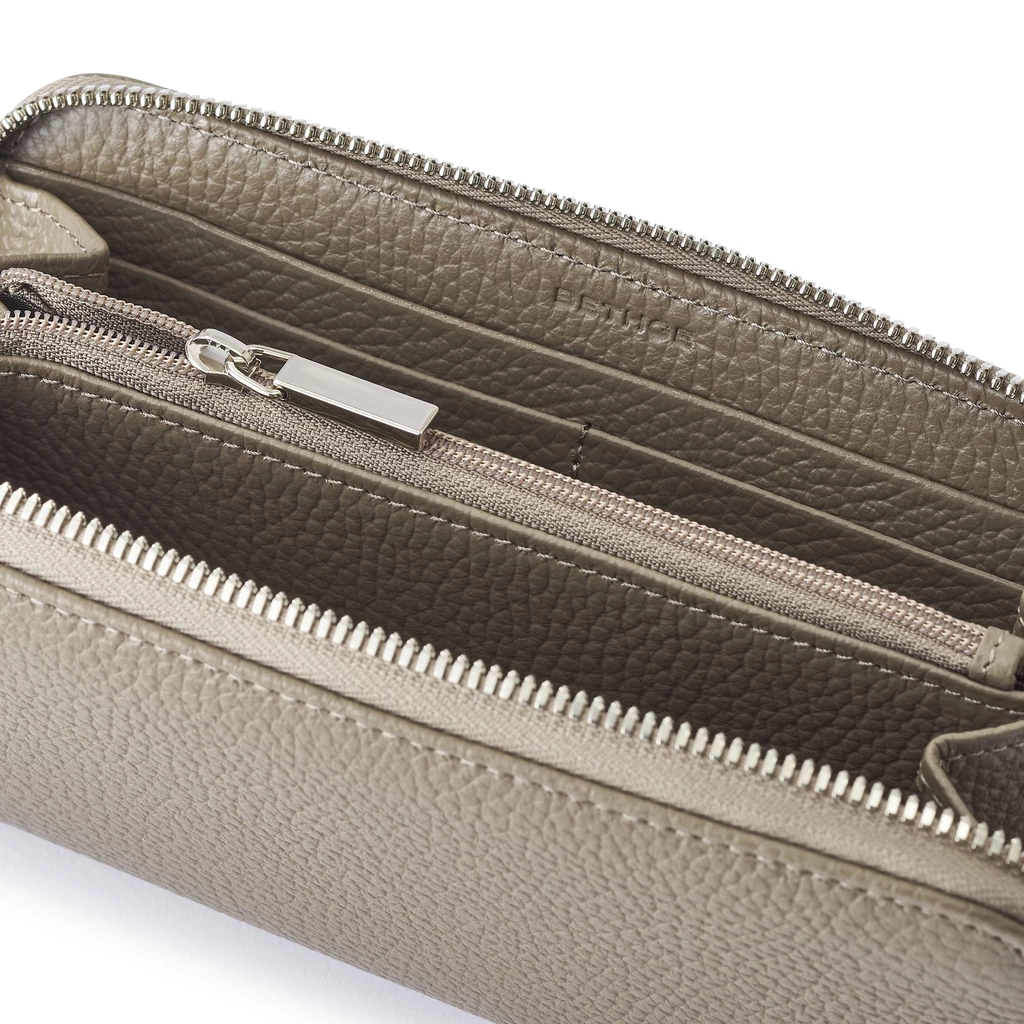 Portemonnaie Groß mit Zip Adri Leder Taupe