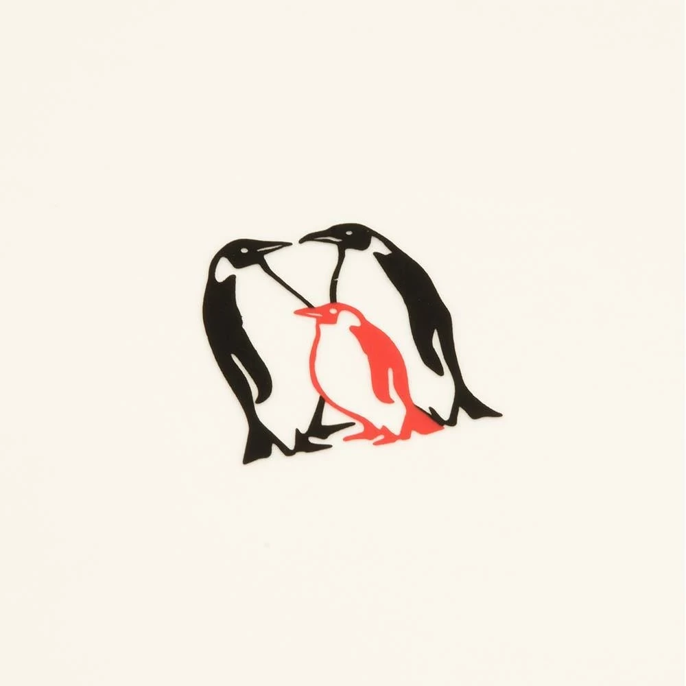 Greeting card baby penguin laid paper