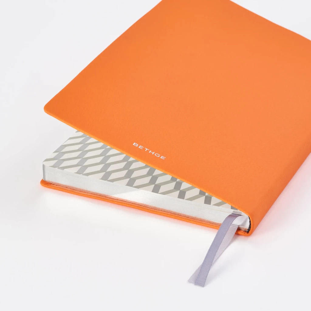 Notebook A5, leather, Orange, blank