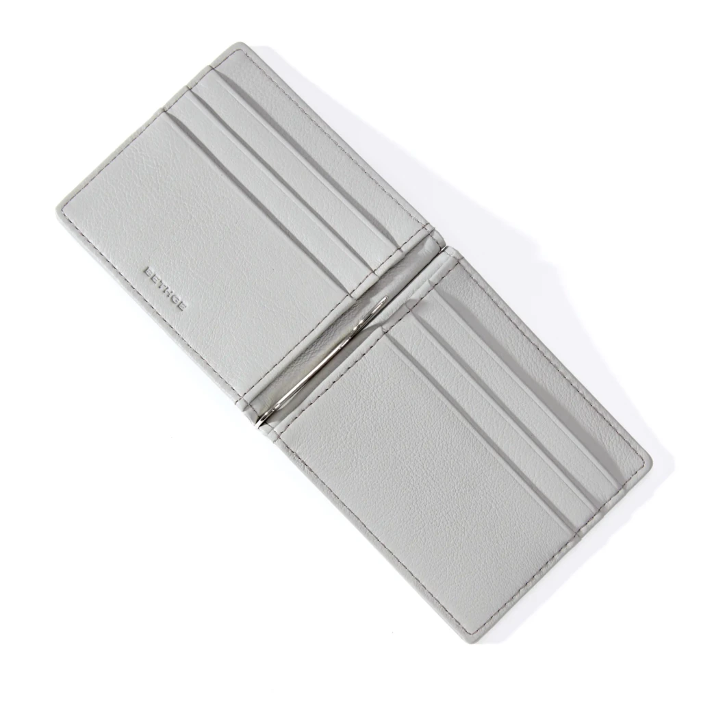 Card Wallet, Money Clip, 6 cc, Koll. 1977, leather, granite