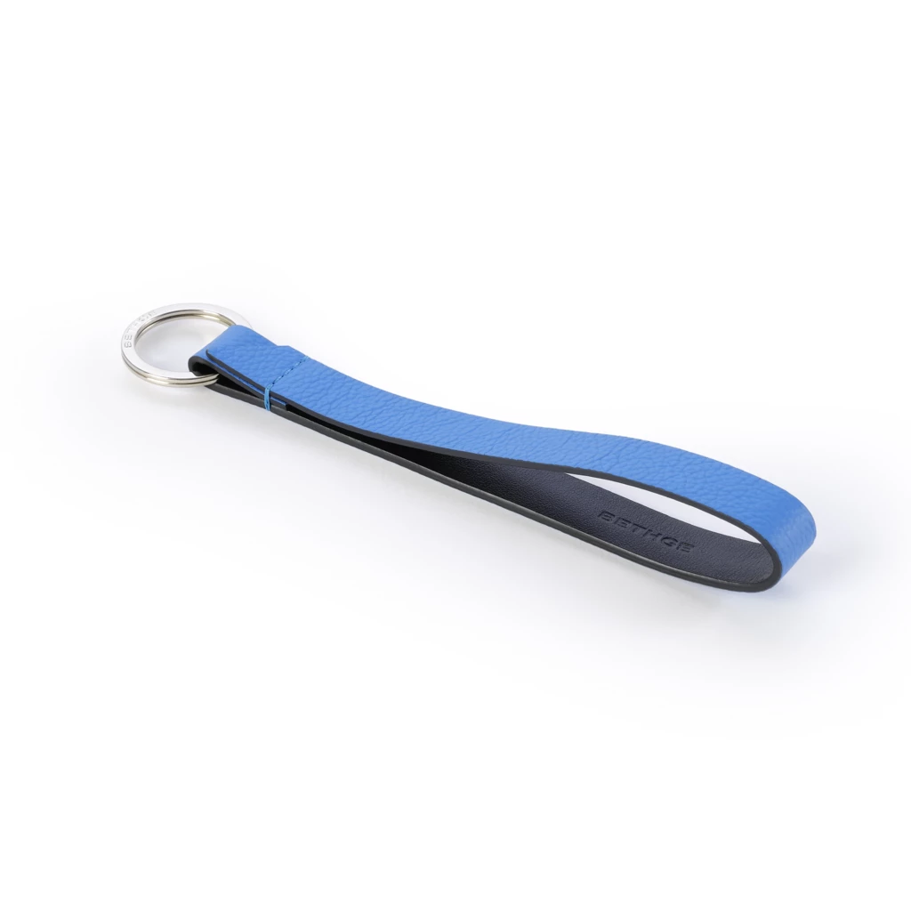 Key ring, leather, Racing Blue