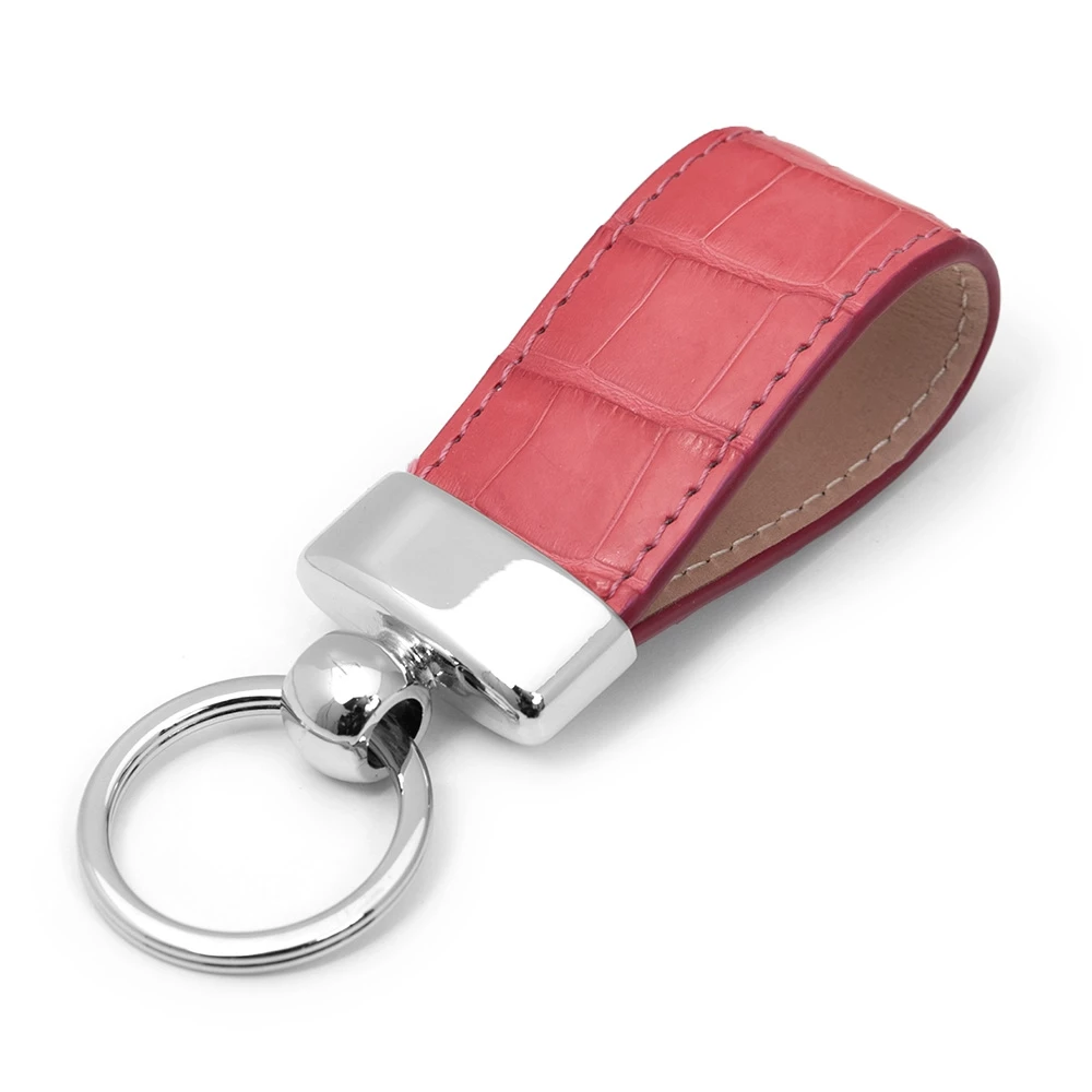 Key Ring, alligator leather, coral