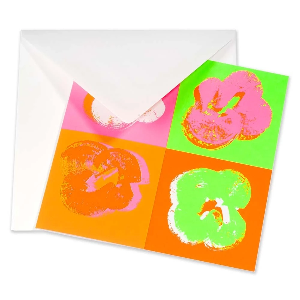 Greeting card passion four flowers pop art neon